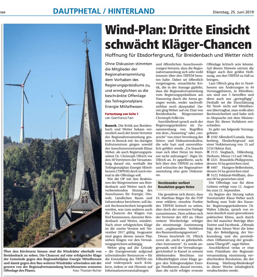 OP Windplan Dritte Einsicht schwaecht Klaegerchancen 25062019